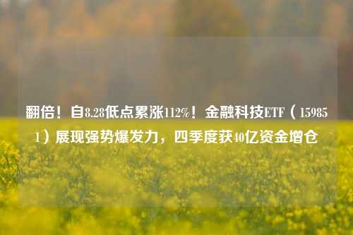 翻倍！自8.28低点累涨112%！金融科技ETF（159851）展现强势爆发力，四季度获40亿资金增仓